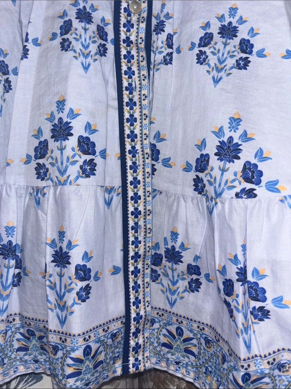 A Loves A Blue Floral Puff-Sleeve Kids Dress